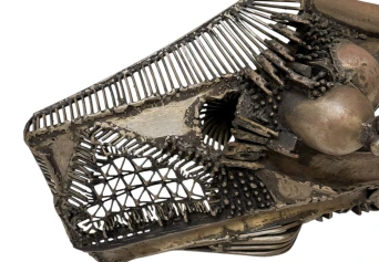 Brutalist Patinated Metal Abstract Sculpture by Frans de Boer Lichtveld, 1964